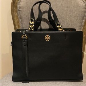 NWT Tory Burch Brooke Satchel black leather bag
